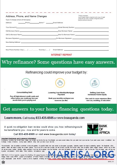 Printable Uganda Bank of Africa mortgage statement in Word and PDF formats, 3 pages 3 real example